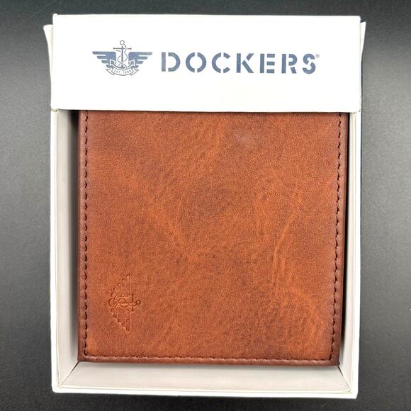 Dockers Men’s Genuine Leather Bifold Wallet 31DP220025 Tan Color NIB - Picture 1 of 17